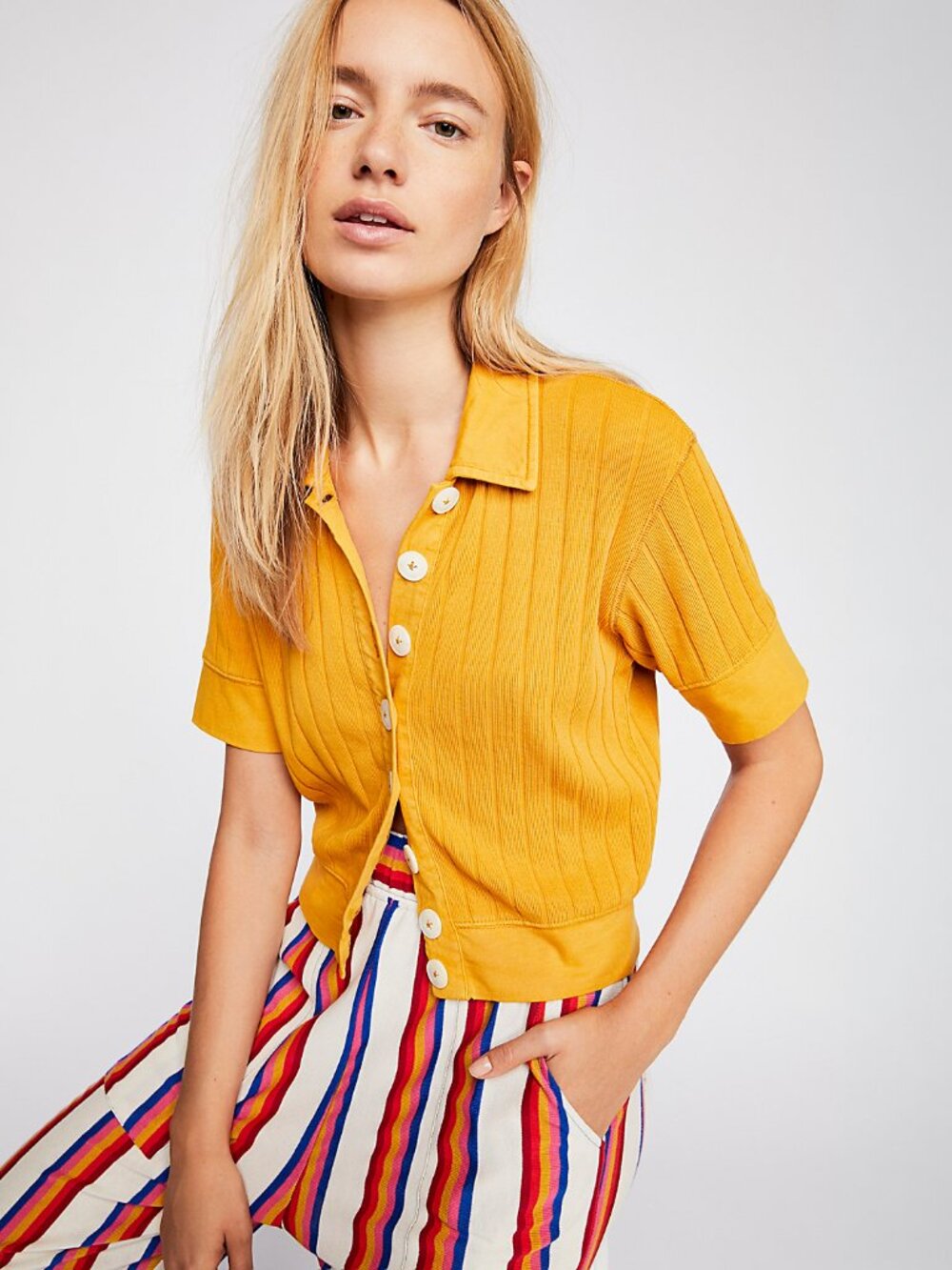Free People FP Beach Lily Top in Yellow - sz XS